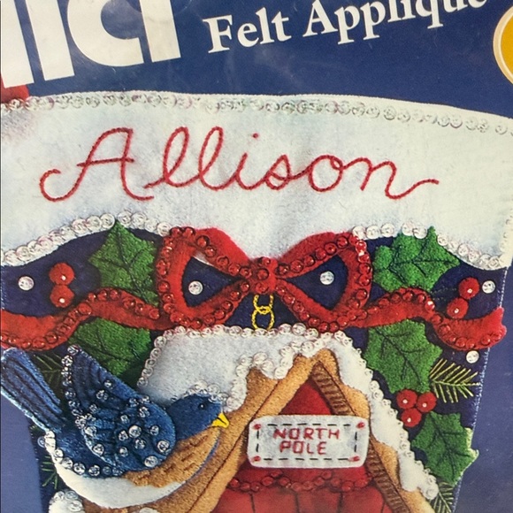 ⭐️Bucilla Felt Appliqué Stocking Kit Winter Birds Vintage 1998 Original new - Picture 8 of 8
